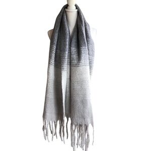 Ombre Gray Heather And White Striped Scarf